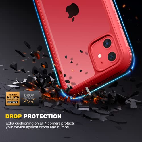 Diaclara Compatible with iPhone 11 Case, Full Body Rugged with Built-in Touch Sensitive Anti-Scratch Screen Protector, Soft TPU Bumper Case Clear Compatible with iPhone 11 6.1" (Red and Clear) - color: Red, size: iPhone 11