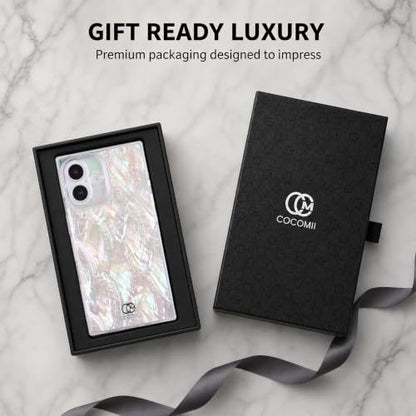 COCOMII Rectangle for iPhone 16 Case, Natural Real Mother of Pearl | Compatible with MagSafe Wireless Charging, Shockproof 10ft Drop Protection, Camera & Screen Protection, Premium Glossy Finish - color: Natural Real Mother of Pearl, size: iPhone 16 (6.1"