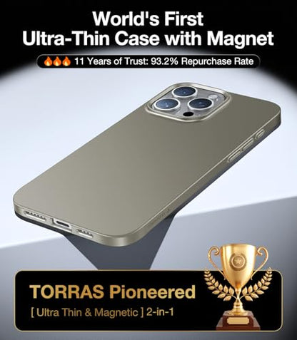 TORRAS Magnetic Slim Fit Case for iPhone 16 Pro, 6.3 inch, Ultra-Thin Compatible with MagSafe, Lightweight Matte Anti-Scratch Hard PC Cover Phone Case, Natural Titanium - color: 2-Natural Titanium