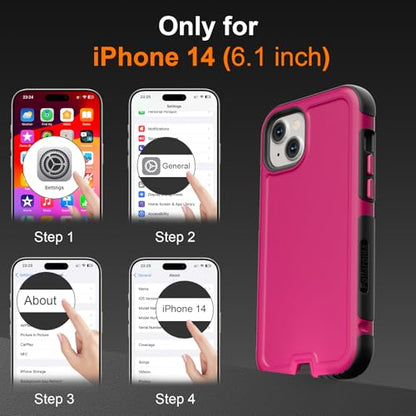 Follaroma Magnetic for iPhone 14 Case, Heavy Duty Phone Cases,Hot Pink,6.1" | Compatible with MagSafe, Heavy Duty Shockproof,Military-Grade Anti-Drop Protective,Dual Layer Magnetic Protection Phone Cover - color: Hot Pink, size: iPhone 14 6.1''