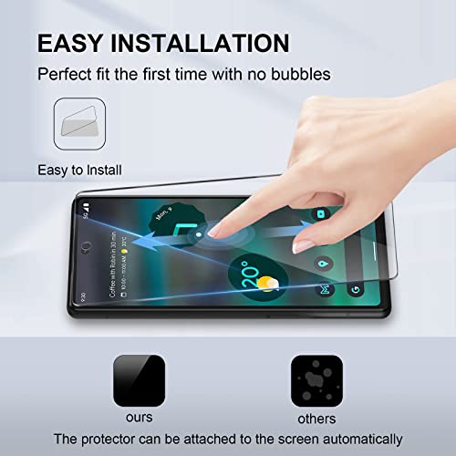 GiiYoon-3 PACK Screen Protector for Google Pixel 6A Tempered Glass [HD Full Coverage] [Easy Installation] [Round Edge] [Scratch Resistant] [9H Hardness] Protective Film