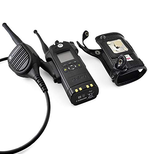 Turtleback Radio Holster for Motorola APX6000 – Durable Basket Weave Leather Radio Holster with Heavy-Duty Ratcheting 2.25" Belt Loop – All-Button Access – Fits Slim or Extended Battery - color: Black Basketweave APX6000 Belt Loop