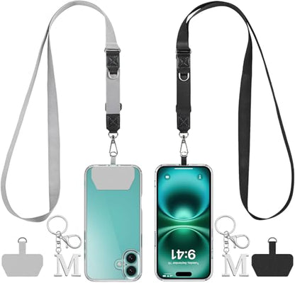 2 Pack Phone Lanyard Adjustable Crossbody Strap Letter M Charm - style: pendant-M