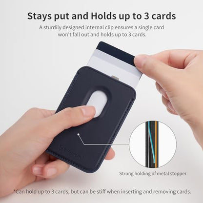 Sinjimoru Magnetic Card Wallet for MagSafe, Vegan Leather, Black - color: Black