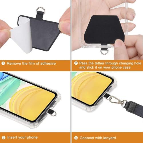 COCASES Phone Tether Tab, Phone Lanyard Strap Tab, 4 Pack Grey - color: Grey X4