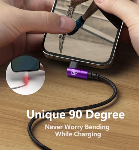 90 Degree iPhone Charger Cables 6FT USB C to Lightning Cable[MFi Certified] - color: Purple, size: 6FT, style: USB C to Lightning