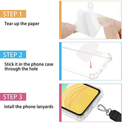 SHANSHUI Phone Lanyard, 4 Durable Pads Universal Cell Phone Neck Lanyard and Wrist Strap Tether Lanyard Patch Compatible with Protection All Smartphones -Pink - color: Clear-2(4pads), size: 23inch