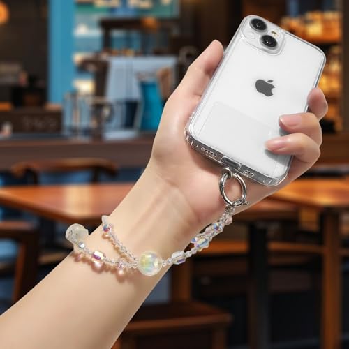 QIUTIMIY Crystal Beaded Phone Wrist Strap for Women,Phone Charm Cellphone Layard Chain with Tether Tab - color: Wrist Straps-21