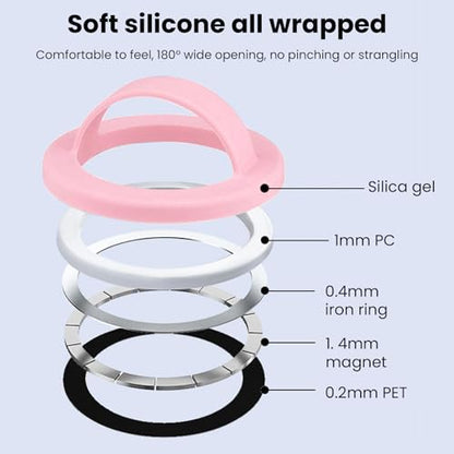 Magnetic Silicone Phone Grip Ring Holder Compatible with MagSafe Phone Case - color: Pink