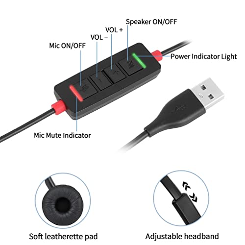 USB Headset with Mic for PC Computer Laptop Headphones with Noise Cancelling Microphone in-line Control for Home Office Online Class Teams Zoom - size: H360B