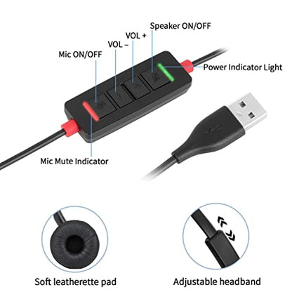 USB Headset with Mic for PC Computer Laptop Headphones with Noise Cancelling Microphone in-line Control for Home Office Online Class Teams Zoom - size: H360B