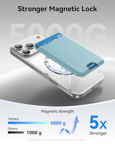 TWZKG for MagSafe Wallet, 3 Cards Holder, Slim Magnetic Phone Wallet for iPhone 17/16/15/14/13/12 Pro Max Plus Air Series,RFID Blocking Vegan Leather,SkyBlue - color: SkyBlue