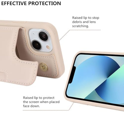 iCoverCase Compatible with iPhone 13 Mini Case with Card Holder, Wallet Phone Case for Women Men RFID Blocking PU Leather Protective Case 5.4 Inch (Beige) - color: Beige