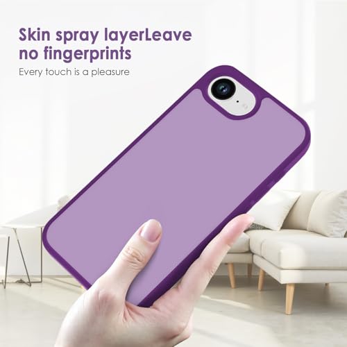 TENOC Phone Case Compatible with iPhone SE (2nd 2020 and 3rd 2022 Generation) & iPhone 7 & iPhone 8, Dark Purple Case Translucent Protective Bumper Matte Hard Back Cover for 4.7 Inch - color: Dark Purple, size: iPhone 7/8/SE