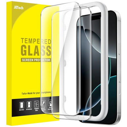 JETech Screen Protector for iPhone 16 Pro, 2-Pack | 9H Tempered Glass, HD Clear, Anti-Scratch Protection, Easy Installation Tool - size: iPhone 16 Pro