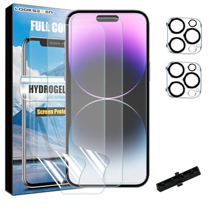 3 Hydrogel Films + 2 Tempered Glass Lens Protector For iPhone 14 Pro Max - size: iPhone 14 Pro Max