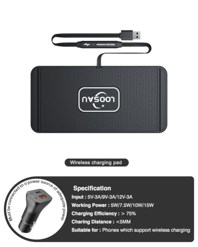 Wireless car Charger Charging pad 15w Non Slip FastCharger - color: Black-30cm Cable