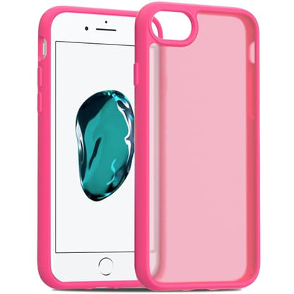 TENOC Phone Case Compatible with iPhone SE (2nd 2020 and 3rd 2022 Generation) & iPhone 7 & iPhone 8, Hot Pink Case Translucent Protective Bumper Matte Hard Back Cover for 4.7 Inch - color: Hot Pink, size: iPhone 7/8/SE
