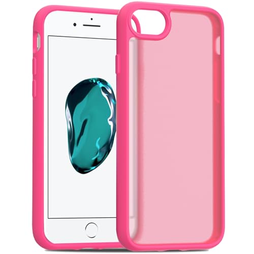 TENOC Phone Case Compatible with iPhone SE (2nd 2020 and 3rd 2022 Generation) & iPhone 7 & iPhone 8, Hot Pink Case Translucent Protective Bumper Matte Hard Back Cover for 4.7 Inch - color: Hot Pink, size: iPhone 7/8/SE