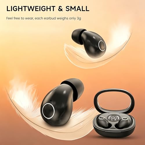 Mini Wireless Bluetooth Earbuds with LED Display, in-Ear Sleep Earphones with Soft Silicone Ear Caps, Compact Charging Case, 5.4 Chip, High Sound Quality (Khaki) - color: Khaki