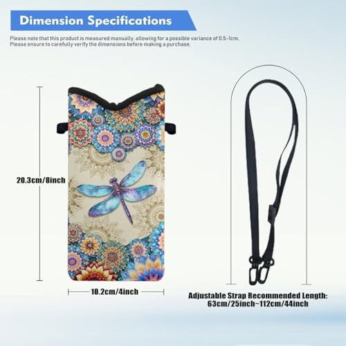 Cross Body Phone Bag for Women Men Water-Resistant Phone Bag Small Crossbody Bag Protective Smartphone Case Pouch Cellphone Pouch Purse Bag, 8 x 4 Inch, Boho Dragonfly Flower Print - color: Boho Dragonfly Flower Print