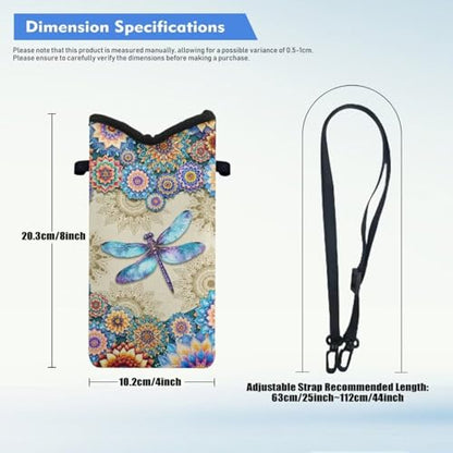 Cross Body Phone Bag for Women Men Water-Resistant Phone Bag Small Crossbody Bag Protective Smartphone Case Pouch Cellphone Pouch Purse Bag, 8 x 4 Inch, Boho Dragonfly Flower Print - color: Boho Dragonfly Flower Print