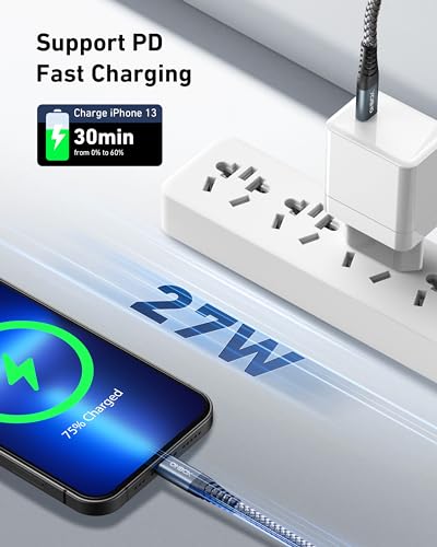 iPhone Charging Cable [Apple MFi Certified] Long iPhone Charger 10FT, 3Pack - color: Grey, size: 10FT, style: C to Lightning