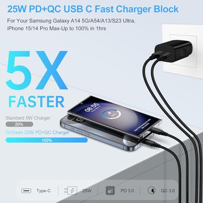 25W Samsung Charger Type C Fast Charging Block PD+QC Wall Plug Adapter for