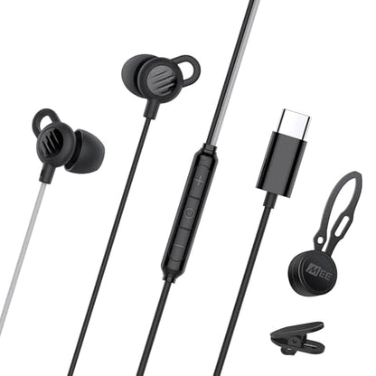 MEE audio SleepTones USB-C Wired Sleep Earbuds for Side Sleepers with Lightweight Low-Profile Silicone Earpieces, Noise Reduction Sleeping Headphones with Built-in Mic & Volume Controls (USB Type C)