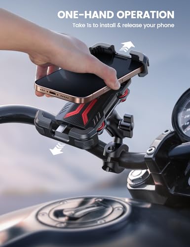 Lamicall Motorcycle Phone Mount Holder with Dual Vibration Dampener - color: Red