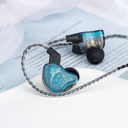 YINYOO CCZ Melody Gaming Earbuds Wired in Ear Hearphones with Microphone IEM HiFi Bass with 1DD 1BA Hybrid, Detachable Cable for Smartphones/PC/Tablet/Gaming/Video/Music/Calling (Blue, with mic) - color: Blue, size: 3.5mm-With Microphone, style: 3.5mm-Wit