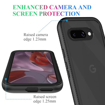 Compatible with Google Pixel 9A Case, Built in Screen Protector Full Body Shockproof Slim Fit Bumper Protective Phone Cover for Pixel 9A Men Women-Black/Clear - size: Pixel 9A Case