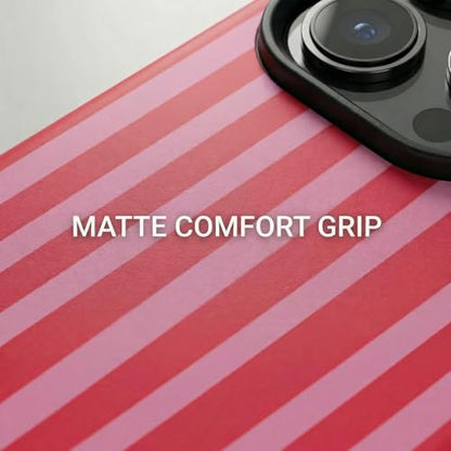 Soft TPU Bumper & Hard PC Back Phone case for iPhone 12 Red | Dual Layer, Drop Protection, Cute Red Striped, Matte Comfort Grip, for Women - size: iPhone 12