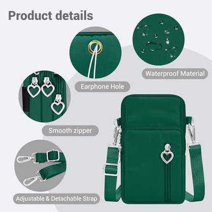 YINHEXI Small Crossbody Bags for Women Trendy, Mini Triple Compartment Cell Phone Crossbody Wallet Purses - color: Dark Green-2