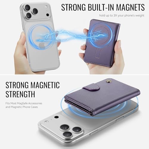 for Magsafe Magnetic Phone Wallet Card Holder, Elegant Purple - color: Elegant Purple
