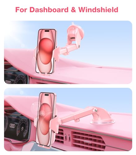 VICSEED [True Strongest Suction [Rally Racing-Grade Stability] Phone Holders for Your Car 2026 Upgraded Car Phone Holder Mount Truck Stand Cradle for iPhone Samsung All Phones, Pink - color: PInk
