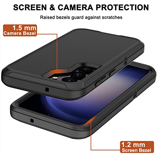 for Samsung Galaxy S23 Plus Case with Belt Clip Holster, 2 x Screen Protector, [Military Grade Protection] Heavy Duty Full Body Shockproof Rugged Protective Cover for Samsung S23 Plus 5G Black - color: Black