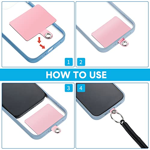 Konohan 4 Sets Phone Lanyard Tether with Patch - color: Clear, Blue, Black, Pink