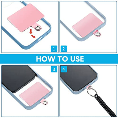 Konohan 4 Sets Phone Lanyard Tether with Patch - color: Clear, Blue, Black, Pink