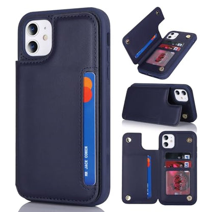 iCoverCase Compatible with iPhone 11 Case with Card Holder, Wallet Phone Case for Women Men RFID Blocking PU Leather Protective Case 6.1 Inch (Dark Blue) - color: Dark Blue