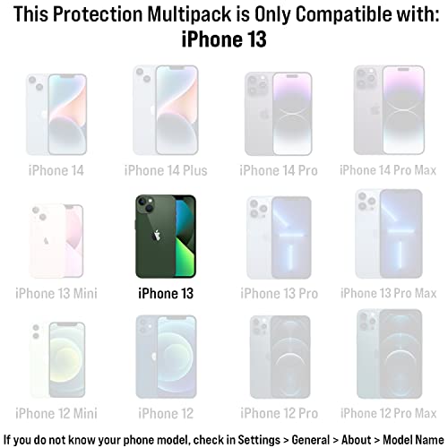 Scooch® Tempered Glass Multipack for iPhone 13, 3 Screen Protectors and 2 Camera Lens Protectors, Premium 9H Tempered Glass, Anti-Scratch, Anti-Fingerprint, Impact Resistant - size: iPhone 13
