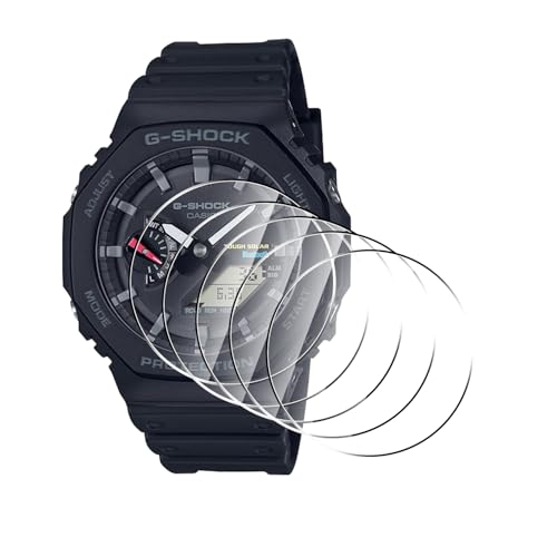 5 Pack Tempered Glass for Casio G-shock GA-B2100/G-shock GA-2100 Screen Protector,9H Hardness,Ultra Resistant,Anti-Fingerprints,No Bubbles,HD-Clear,Full Coverage Watch Film - color: Casio G-shock GA-B2100/G-shock GA-2100-1