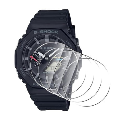 5 Pack Tempered Glass for Casio G-shock GA-B2100/G-shock GA-2100 Screen Protector,9H Hardness,Ultra Resistant,Anti-Fingerprints,No Bubbles,HD-Clear,Full Coverage Watch Film - color: Casio G-shock GA-B2100/G-shock GA-2100-1