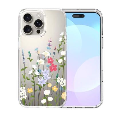 IAIYOXI Clear Case for iPhone 16 Pro Max, [Crystal Clear Military-Grade Drop Protection], Non-Yellowing, Slim Lightweight Transparent TPU Bumper Phone Case Cover Design - Litte Flower - color: Litte Flowers, size: iPhone 16 Pro Max