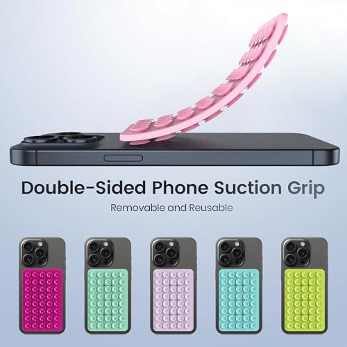 Double Sided Silicone Suction Phone Holder Mount, Silicon Accessory for iPhone and Android, Hands-Free Mirror Shower Phone Holder, TikTok Videos and Selfies (Light Pink+Transparent) - color: Light Pink+Transparent