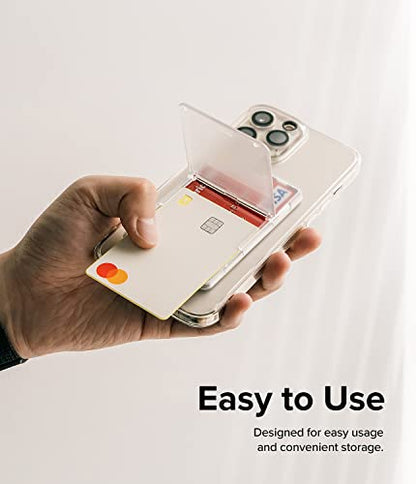 Ringke Stand Slot Card Holder [Phone Wallet Stick on + Stand] ID & Credit Card Holder for Phone Case, Solid Card Wallet with Phone Kickstand Compatible with iPhone Galaxy Android - Clear Mist - color: Clear Mist