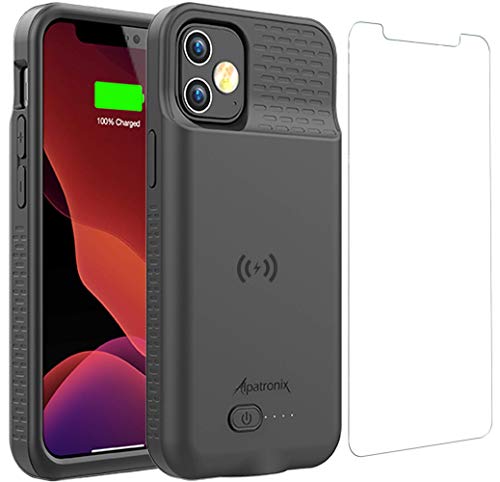 Alpatronix Battery Case for iPhone 12 Mini and iPhone13 Mini (5.4 inch), Slim Portable Protective Extended Charger Cover with Wireless Charging, Lightning Input, CarPlay - Matte Black - size: iPhone 12 mini & iPhone 13 mini (5.4 inch)