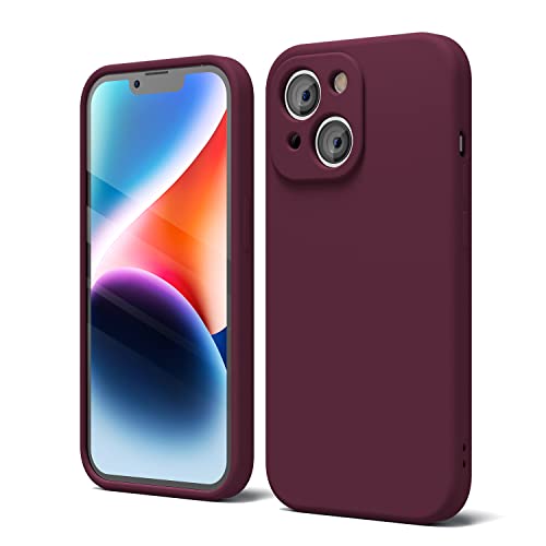 oakxco for iPhone 14 Plus Phone Case Liquid Silicone, Cute Thin Slim Soft Rubber TPU Plain Smooth Gel Cover for Women Girl, Matte Solid Protective & Shockproof, Burgundy Plum Wine - color: Burgundy, size: 14 Plus