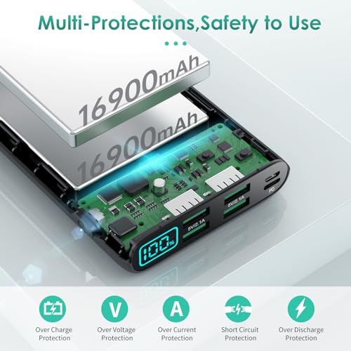 Portable Charger 38800mAh Power Bank with 5 Outputs & 2 Inputs,PD USB C In&Out Fast Phone Charging External Battery Pack Backup,Travel Essential Outdoor for iPhone 18/17/16,Android Samsung Galaxy etc - color: Black