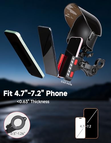 KEMIMOTO Motorcycle Phone Mount with Sun Hat, Fit for Bike, ATV, Scooter